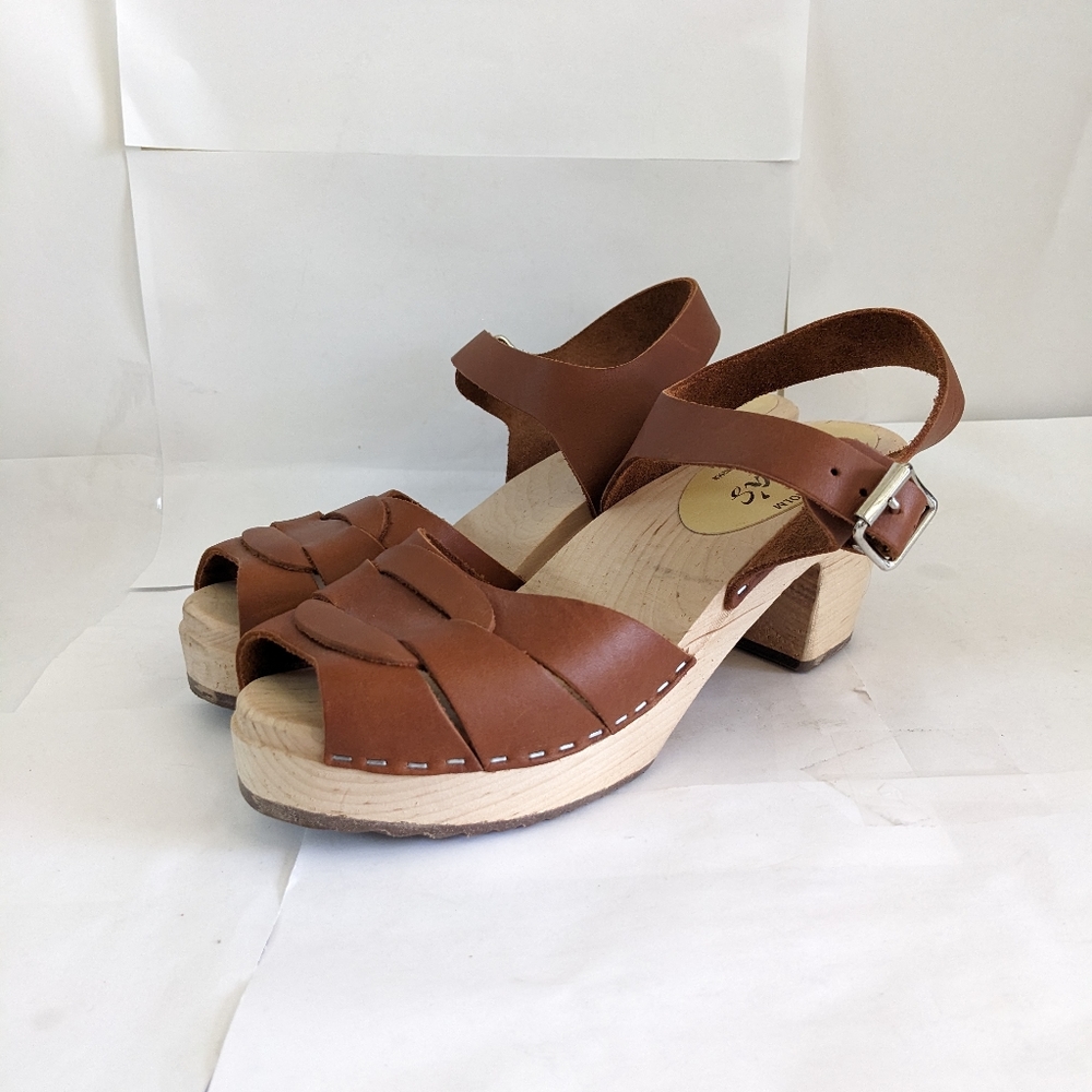 Lotta From Stockholm Tan Leather Clogs - Picture 2 of 10